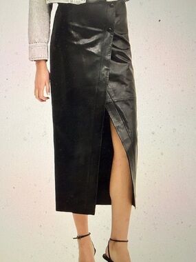 IRO Black Leather Maxi Skirt